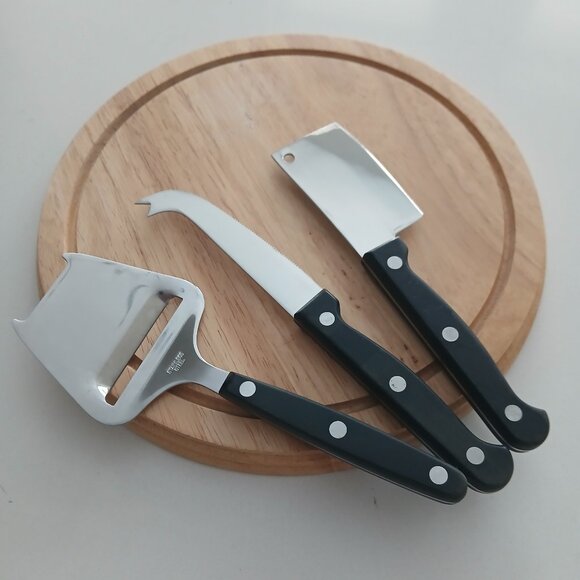 Leed's Wood Cheese Board with Stainless Steel Serving Utensils - Picture 1 of 6
